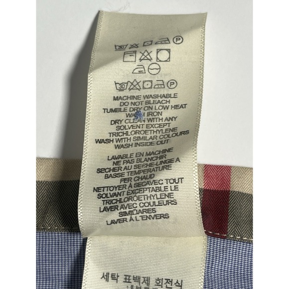 Burberry Blue Button Down Shirt with Check Accents - Picture 8 of 13